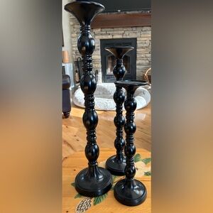 Set of 3 Black Candle Stands/Holders